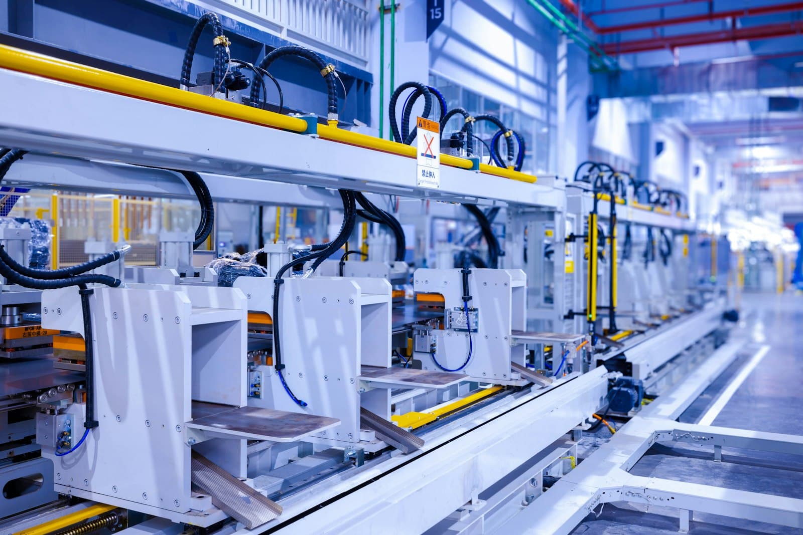 Automated equipment along a manufacturing production line